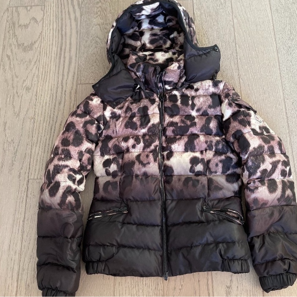 Moncler saby coat down Leopard Hood With Logo